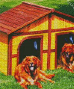 Cabin Dogs Diamond Paintings