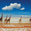 Giraffes On Beach Diamond Paintings