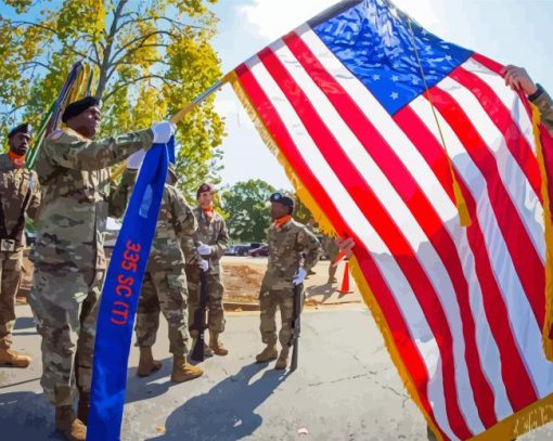 American Flag And Soldiers Diamond Paintings