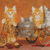 Cats On Bicycle Art Diamond Paintings