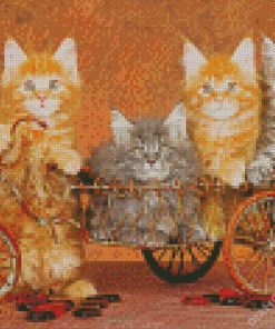 Cats On Bicycle Art Diamond Paintings