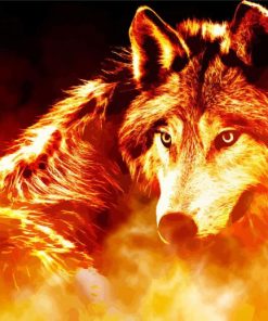 Artistic Fire Wolf Diamond Paintings