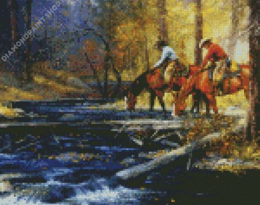 Horses Drinking Art Diamond Paintings