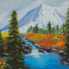 Mt Rainier And Flowers Diamond Paintings