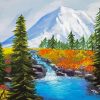 Mt Rainier And Flowers Diamond Paintings