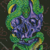 Skull With Green Snake Diamond Paintings