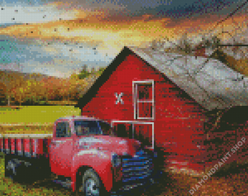 Old Truck And Barn Diamond Paintings