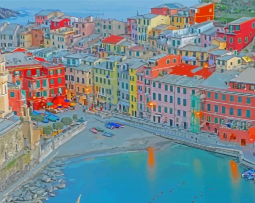 Vernazza Buildings Diamond Paintings