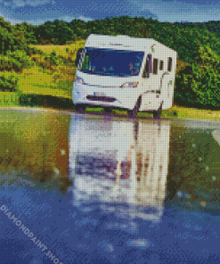 White Motorhome Diamond Paintings