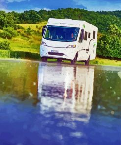 White Motorhome Diamond Paintings