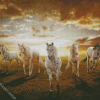 White Five Horses Diamond Paintings