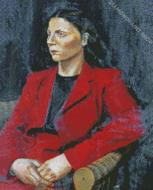 Woman In Red Coat Diamond Paintings