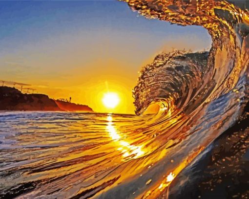 Beach And Waves Sunset Diamond Paintings