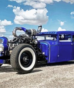 Blue Hot Rod Diamond Paintings