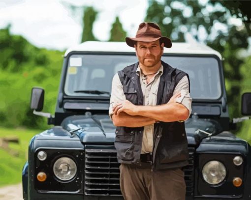 Josh Gates And His Car Diamond Paintings