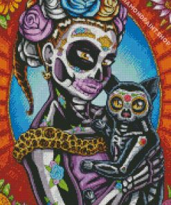 Skull Lady And Kitty Diamond Paintings