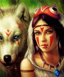 Woman And Wolf Diamond Paintings