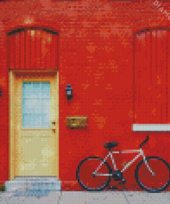 Bicycle By Door Diamond Paintings