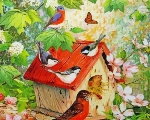 Birds And Flowers Diamond Paintings