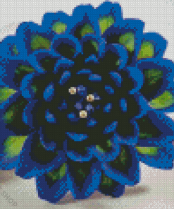 Blue Dahlia Flowers Diamond Paintings