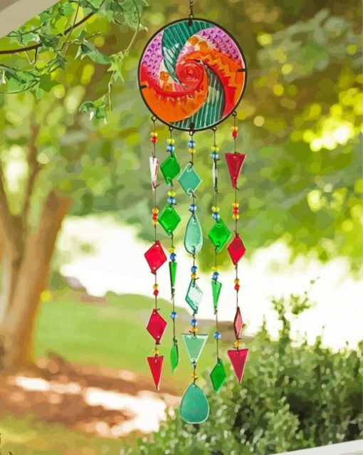 Circle Glass Wind Chimes Diamond Paintings