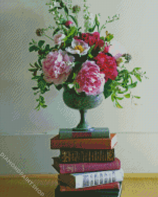 Classy Ikebana On Books Diamond Paintings