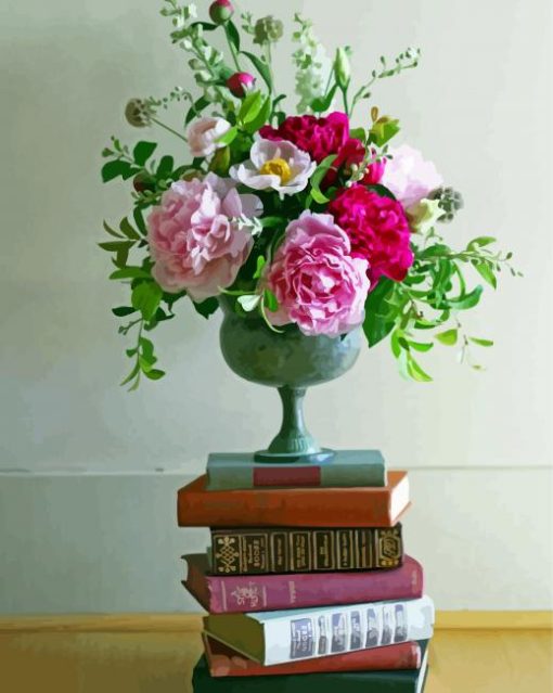 Classy Ikebana On Books Diamond Paintings