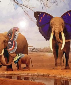 Elephants Butterflies Diamond Paintings