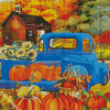 Fall With Blue Truck Diamond Paintings