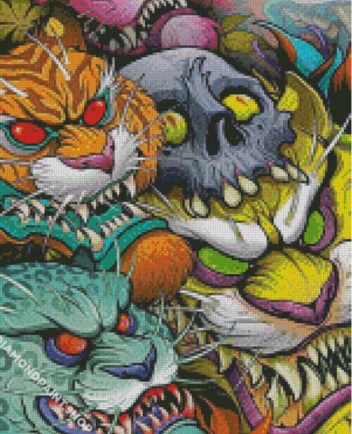 Fantasy Tigers And Skull Diamond Paintings