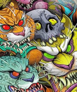 Fantasy Tigers And Skull Diamond Paintings