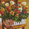 Flowers On Chair Diamond Paintings