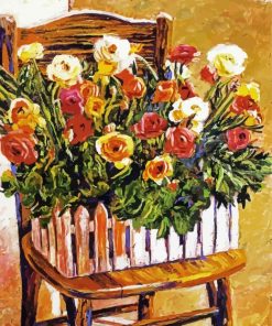 Flowers On Chair Diamond Paintings