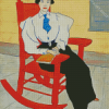 Girl On Rocking Chair Diamond Paintings