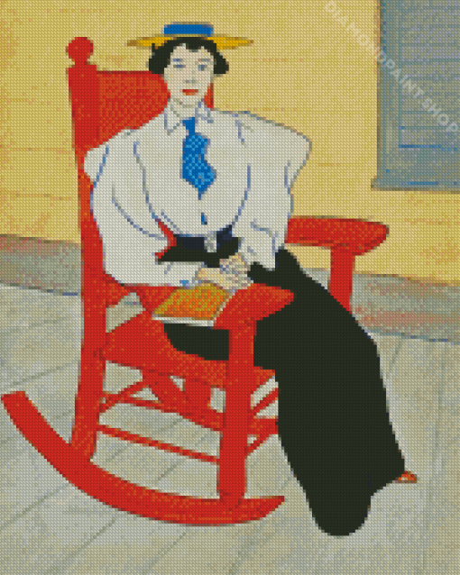 Girl On Rocking Chair Diamond Paintings