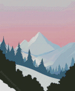 Illustration Mountains Diamond Paintings