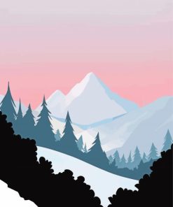 Illustration Mountains Diamond Paintings