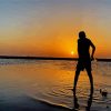 Kids On Beach Silhouette Diamond Paintings