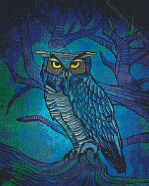 Fantasy Blue Owl Diamond Paintings