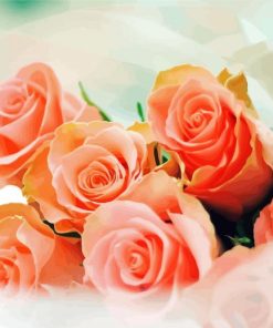 Peach Roses Bouquet Diamond Paintings