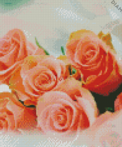 Peach Roses Bouquet Diamond Paintings