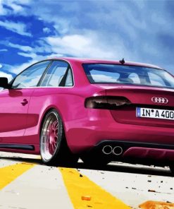 Pink Audi A4 Car Diamond Paintings