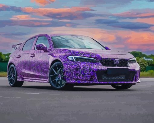 Purple Honda Hatchback Diamond Paintings