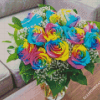 Rainbow Rose In Vase Diamond Paintings