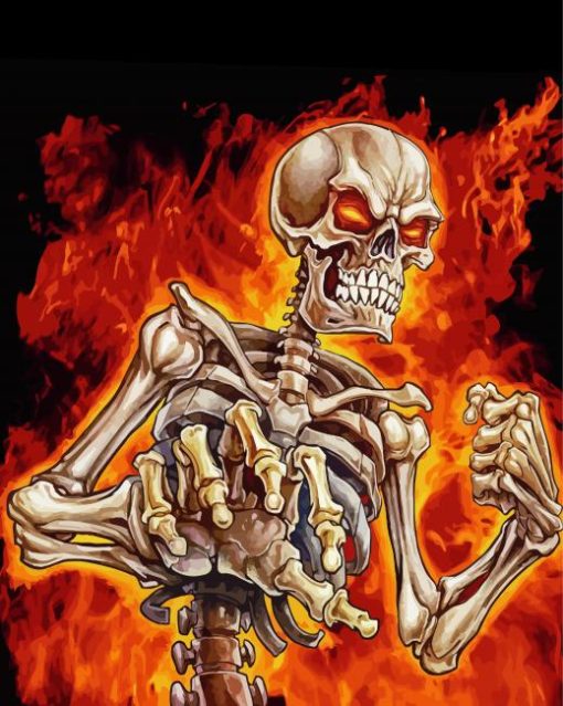 Skeleton On Fire Diamond Paintings