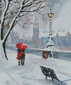 Snowy Romantic Date Diamond Paintings