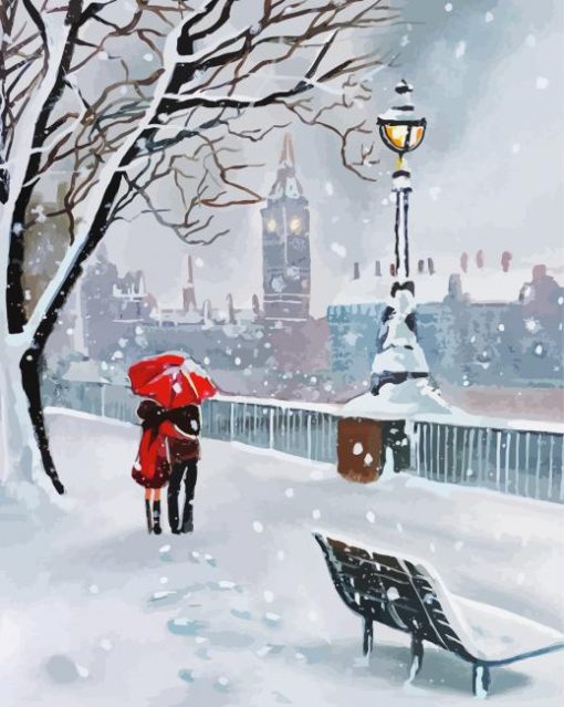 Snowy Romantic Date Diamond Paintings