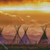 Teepees Sunset Diamond Paintings