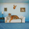 Tiger On Sofa Diamond Paintings