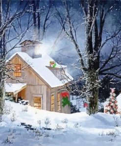 Vintage Snowy Home Diamond Paintings